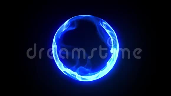 蓝色能量等离子球环阿尔法Matte三维渲染动画视频的预览图