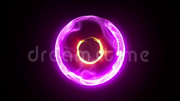 紫红色能量等离子球核环阿尔法Matte三维渲染动画视频的预览图