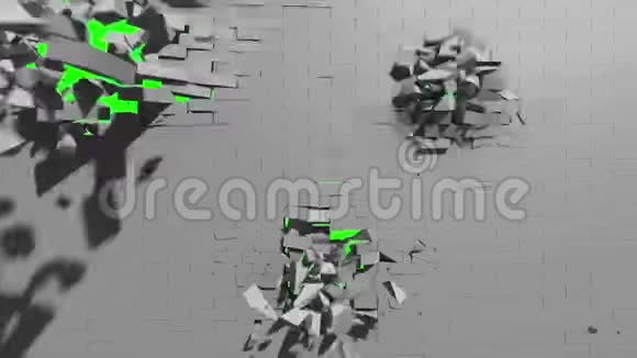 破坏爆炸灰墙三维渲染绿屏视频的预览图