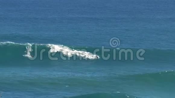 在夏威夷毛伊岛北岸的Peeahi一个冲浪者从冲浪板上跳出来视频的预览图