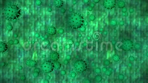 广播旋转病毒细菌和细菌绿色医疗3D循环高清视频的预览图