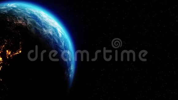 行星地球在夜间循环动画中旋转的真实运动图形视频的预览图