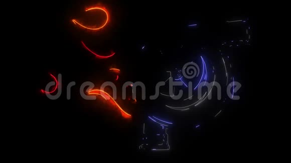 数字动画涡轮和火焰照亮霓虹灯风格视频的预览图