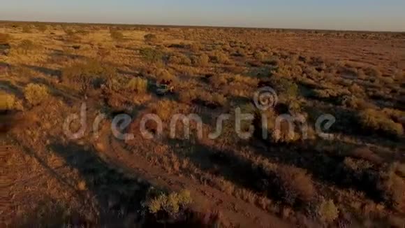 旅游越野车在纳米比亚大草原蜿蜒的道路上行驶视频的预览图