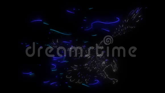一只鹰和火焰的数字动画照亮霓虹灯的风格视频的预览图