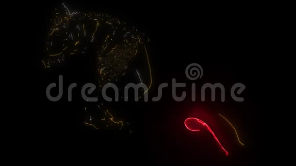 一匹火焰照亮霓虹灯风格的马的数字动画视频的预览图