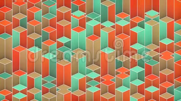彩色立方体图案设计抽象的平面背景3渲染循环动画视频的预览图