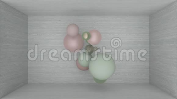 3D动画球和气球在木箱里飞行视频的预览图