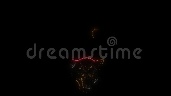 数字动画的黑豹与火焰点燃霓虹灯风格视频的预览图
