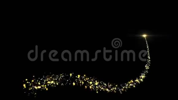 金色闪光飞行与闪亮的金色光粒子跟踪视频的预览图