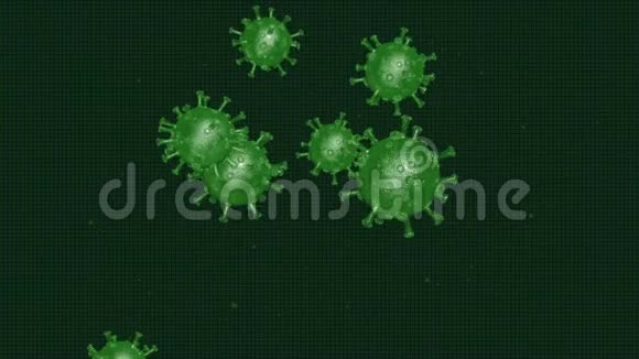 深绿色背景上绿色分子冠状病毒的集合视频的预览图