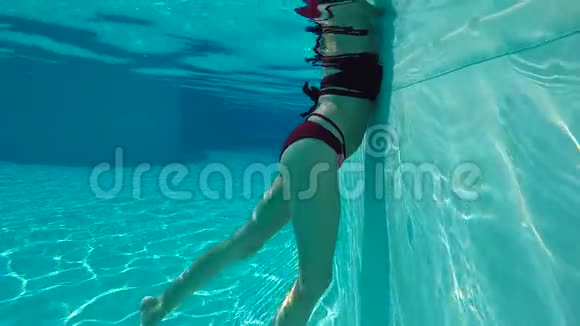 站在游泳池水下的美女视频的预览图