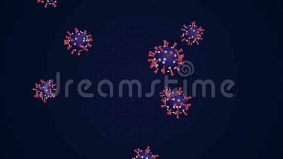 深蓝色背景上的冠状病毒菌落冠状病毒危险流感视频的预览图