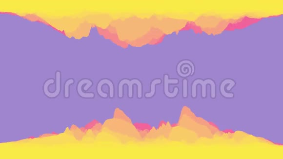 用明亮的蓝色黄色和粉红色抽象出五颜六色的波浪背景现代彩色壁纸3D渲染循环视频的预览图
