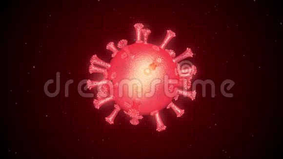 暗红色背景上的红色冠状病毒分子冠状病毒危险流感视频的预览图