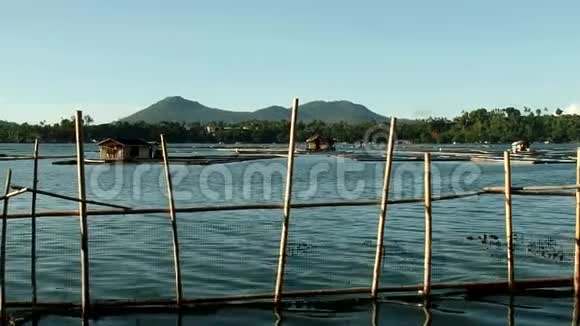 竹篱笆沿湖岸修建视频的预览图