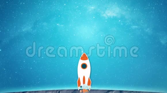 火箭从月球表面飞向恒星的动画视频的预览图