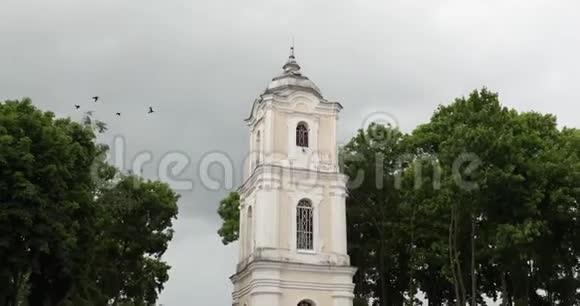 Nesvizh白俄罗斯尼斯维兹布拉马钟塔位于前本笃会修道院的领地暑假视频的预览图