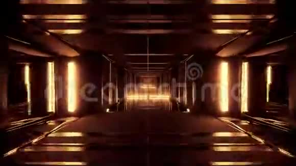 三维插图运动背景未来主义科幻隧道克里奥尔与良好的反射和发光灯活着视频的预览图