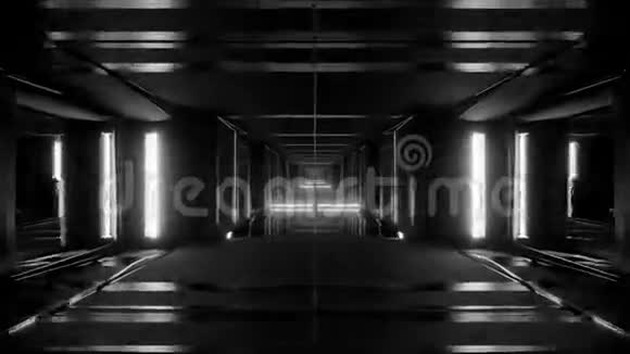 三维插图运动背景未来主义科幻隧道克里奥尔与良好的反射和发光灯活着视频的预览图