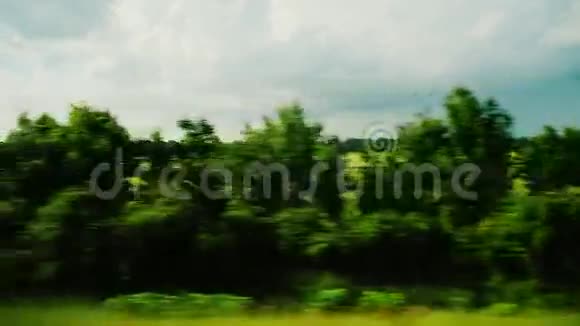 多汁的绿田和农田沿着风景如画的乡村骑行视频的预览图
