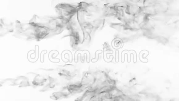 白色背景上美丽的黑烟扭曲视频的预览图
