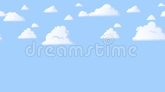 卡通云漂浮在蓝天上后台无缝循环动画视频的预览图