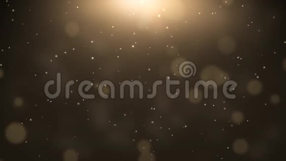 美丽的金色尘埃粒子闪烁火花和神奇闪亮的波克4K无缝环运动背景动画视频的预览图