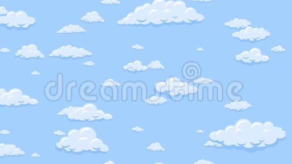 卡通云在蓝天上垂直飘下来后台无缝循环动画视频的预览图