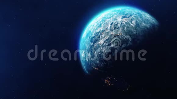 行星地球在夜间循环动画中旋转的真实运动图形视频的预览图