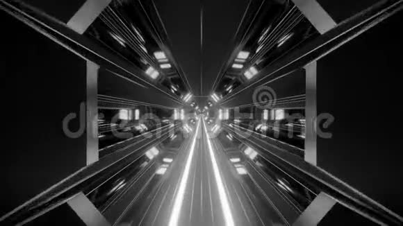未来科幻隧道机库走廊三维插图运动背景活壁纸视频的预览图