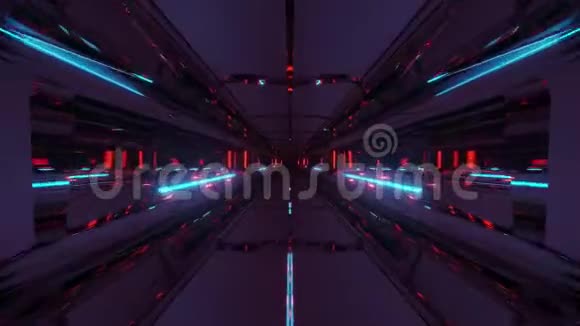 3d插图运动背景动态壁纸带有未来科幻隧道机库走廊图形艺术品俱乐部视频的预览图