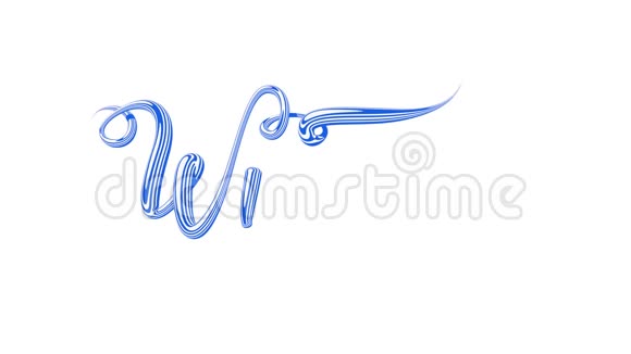 3D动画的蓝色笔画形成字冬季然后淡出白色背景带有alpha的电脑动画视频的预览图