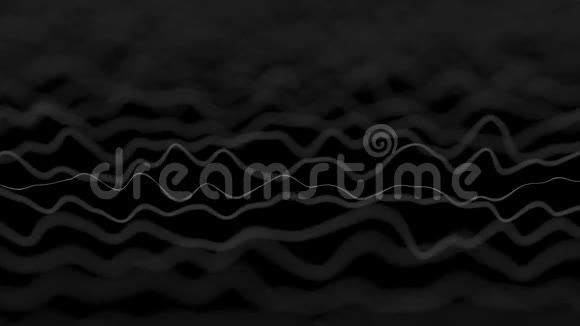 白色线条在黑色背景上形成扭曲的场可视化抽象CG三维动画循环侧视深度视频的预览图