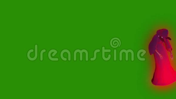 幽灵实体女巫苍蝇万圣节绿色屏幕3D渲染动画视频的预览图