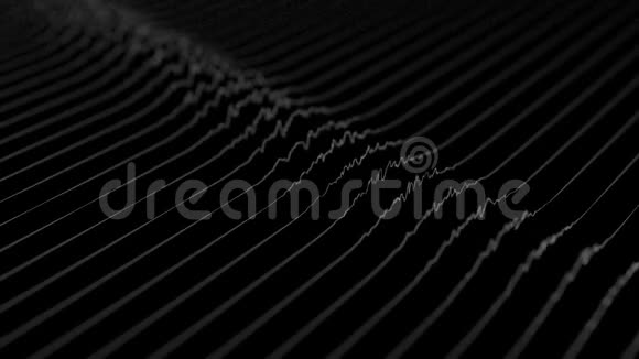 白色线条在黑色背景上形成扭曲的场可视化抽象CG三维动画等距有深度视频的预览图
