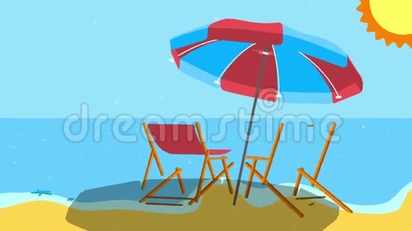 沙滩伞和沙滩长椅视频的预览图