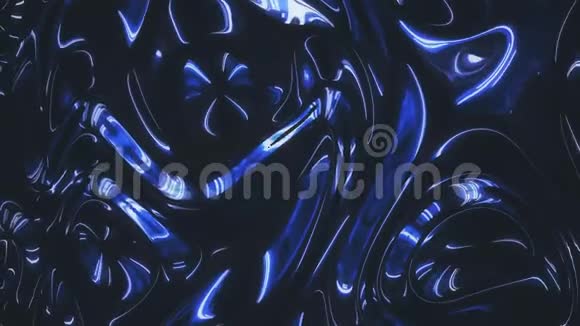 波浪状的充满活力的表面的发光纹理有移动的波纹蓝色蓝色和银色金属反射流时尚视频的预览图