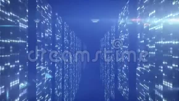 计算机服务器网络中数据处理和数字信息流动的动画视频的预览图