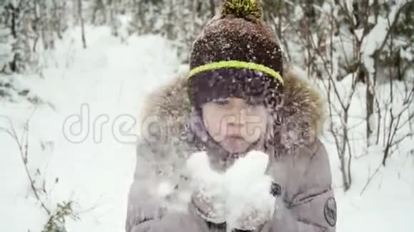 孩子从他的手里吹雪视频的预览图