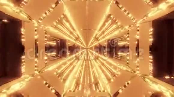 未来主义科幻机库隧道走廊与闪光发光钻石圣诞纹理三维渲染运动背景视频的预览图