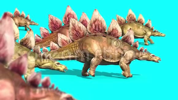 群龙行走恐龙蓝屏3D渲染动画视频的预览图
