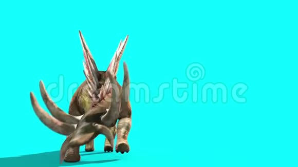 剑龙漫步恐龙飞卡姆蓝屏3D渲染动画视频的预览图