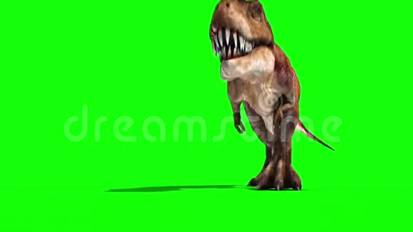 暴龙奔跑前绿色屏幕三维渲染动画视频的预览图