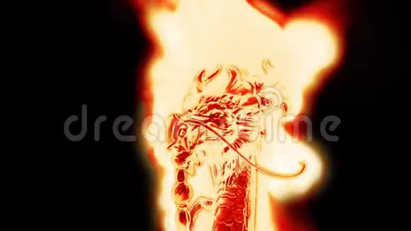 巨大的火龙关闭阿尔法马特三维渲染动画视频的预览图