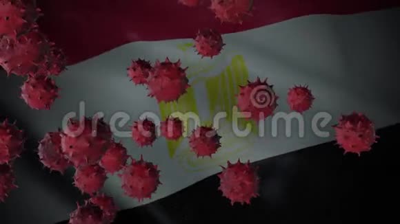 科罗纳病毒爆发与埃及旗冠状病毒概念视频的预览图