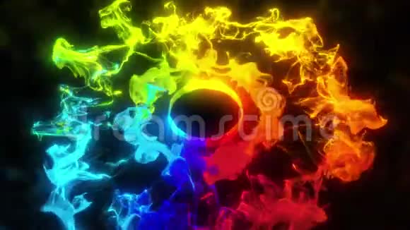 多次彩虹色脉冲激波粒子爆炸阿尔法视频的预览图
