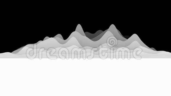 在黑色背景上起伏的白色层形成极简主义的地形表面抽象CG动画循环3d视频的预览图