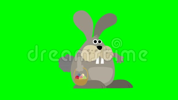 复活节兔子卡通动画挥手视频的预览图