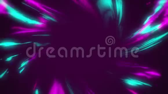 在无缝环中运动的发光脉动射线的颜色动画视频的预览图